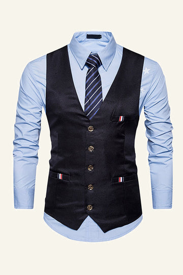 Revers noir à poitrine unique Gilet noir pour hommes
